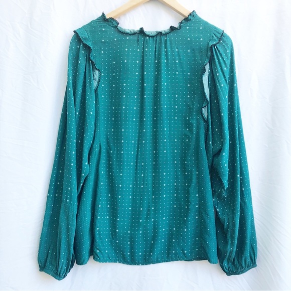 ANTHROPOLOGIE | DOLAN COLLECTION LUCILLE EMBROIDERY RUFFLE PRINTED BLOUSE LARGE - Picture 9 of 9